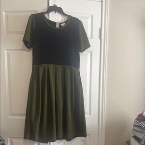 LuLaRoe Amelia. Black and Olive Green Short Sleeve Dress